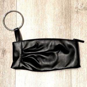 Wristlet Purse- Black Vegan Leather with Bangle